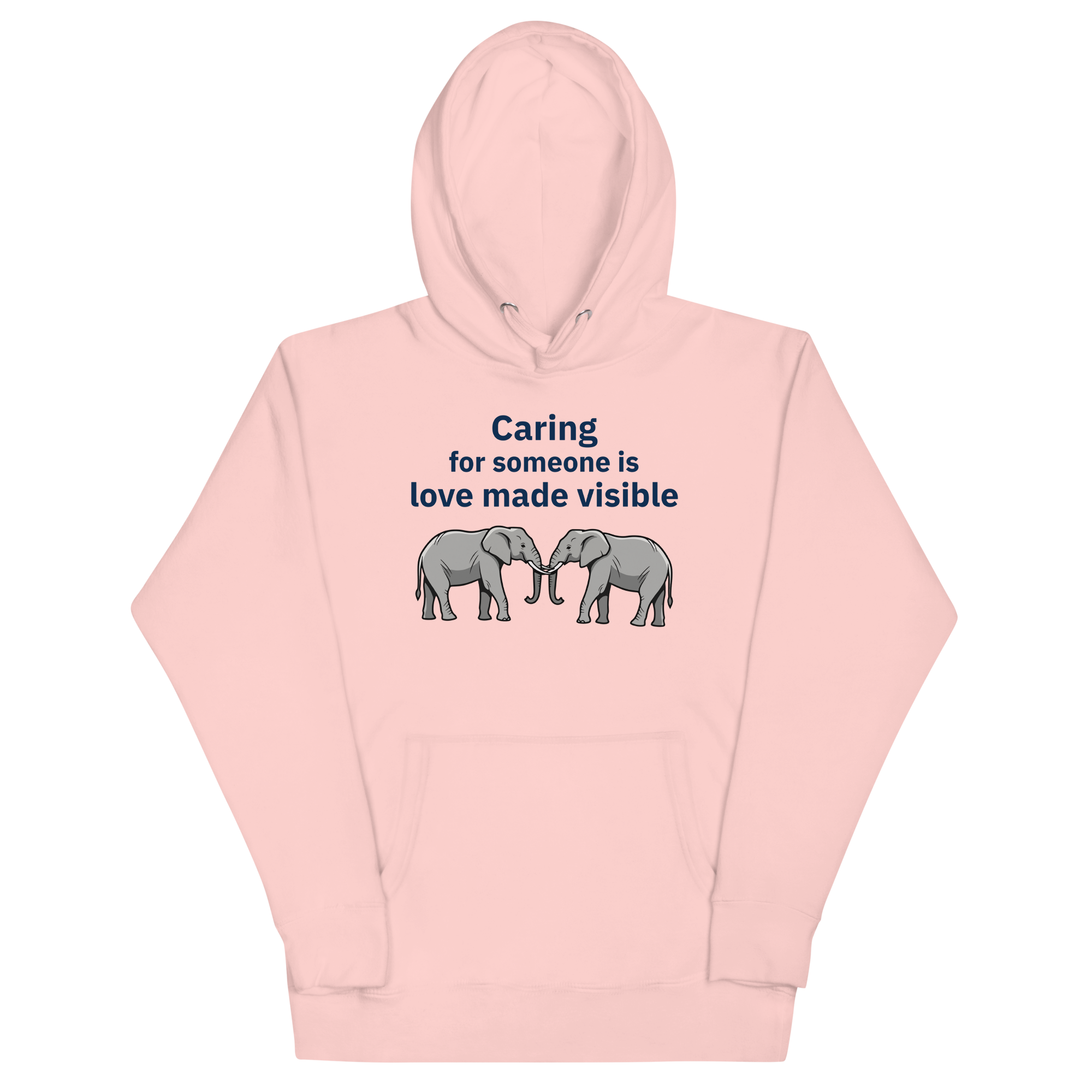 Light Pink caregiver appreciation hoodie with supportive caregiver message