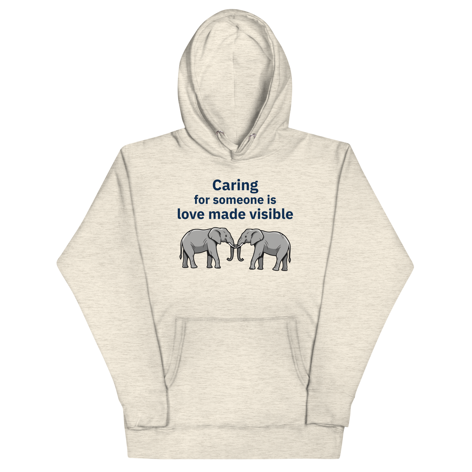 Oatmeal caregiver appreciation hoodie with supportive caregiver message